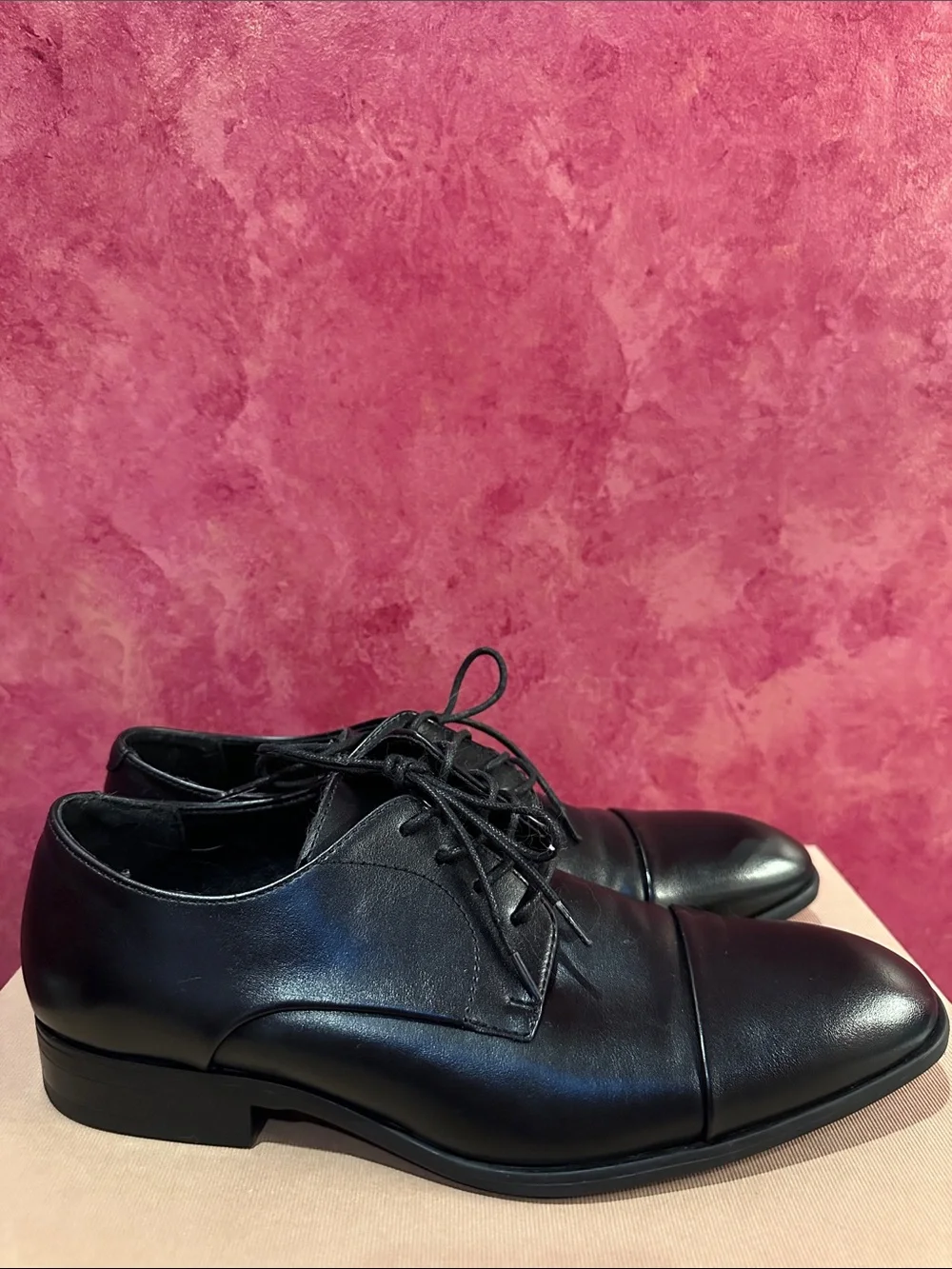 ALFANI Classic Black Cap-Toe Men's Dress Oxfords shoes , 9 M